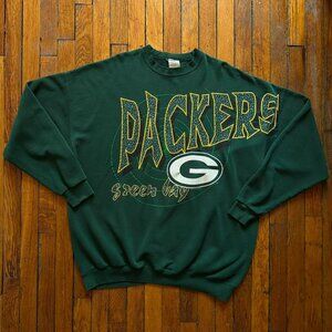 Vintage 1996 Game Day Cliff Engle Green Bay Packers Men Green Crewneck Sweatshir